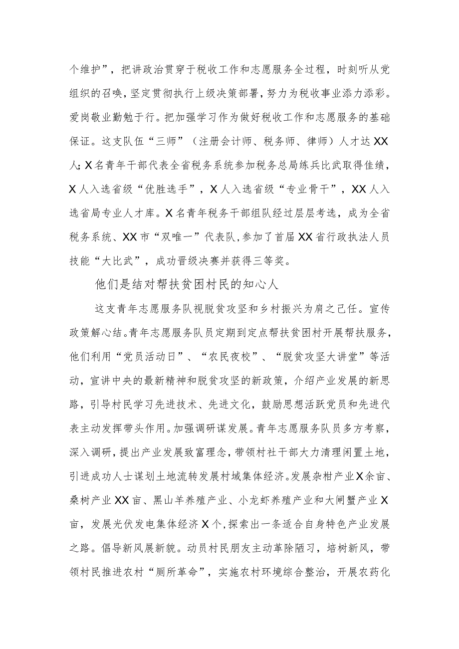 某市税务局青年志愿服务队主要事迹材料.docx_第2页