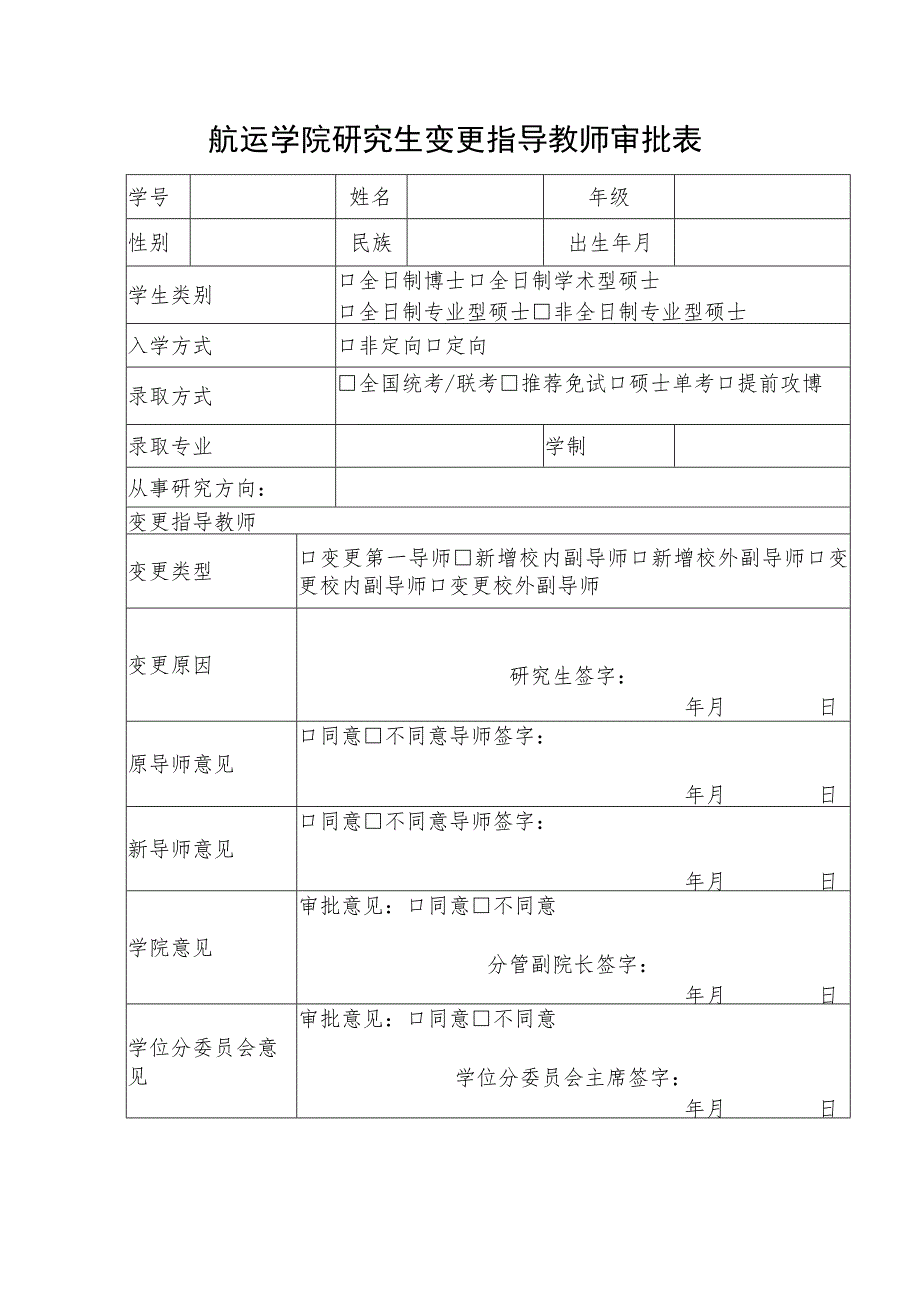 航运学院研究生变更指导教师审批表.docx_第1页