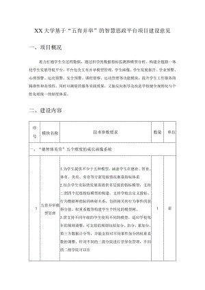 XX大学基于“五育并举”的智慧思政平台项目建设意见.docx