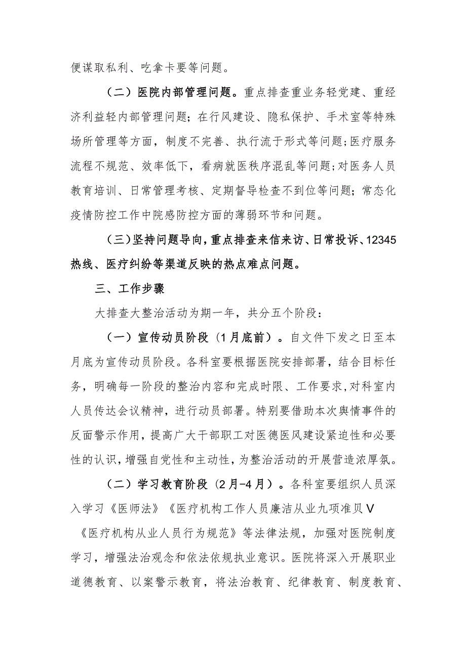 医院医德医风和医院内部管理问题大排查大整治工作方案.docx_第2页