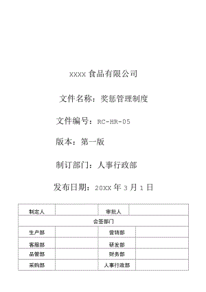 奖惩管理制度（食品公司）.docx