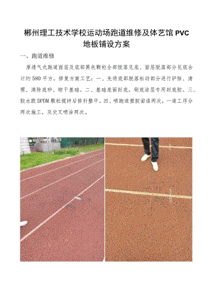 郴州理工技术学校运动场跑道维修及体艺馆PVC地板铺设方案.docx