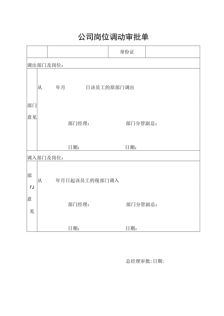 公司岗位调动审批单.docx_第1页