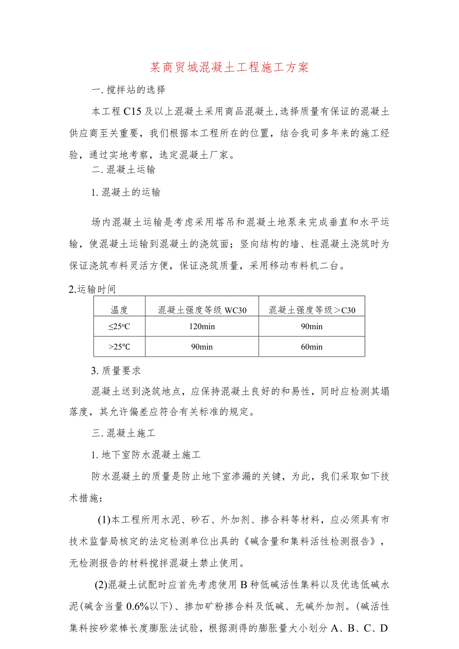 某商贸城混凝土工程施工方案.docx_第1页