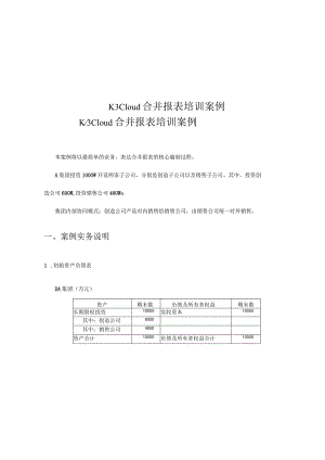 最新K3Cloud合并报表培训案例.docx