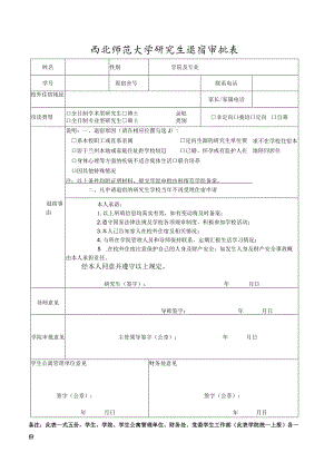 西北师范大学研究生退宿审批表.docx