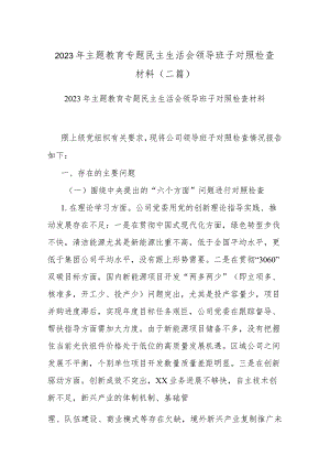 2023年主题教育专题民主生活会领导班子对照检查材料(二篇).docx