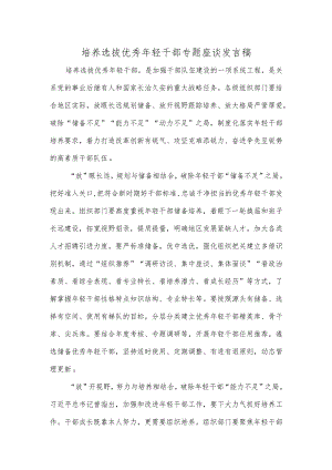 培养选拔优秀年轻干部专题座谈发言稿.docx