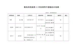 青岛市民政局11月份领导干部接访计划表.docx