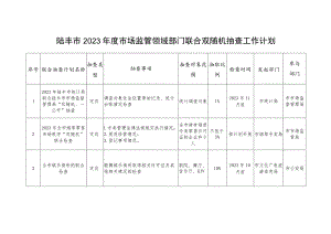 陆丰市2023年度市场监管领域部门联合双随机抽查工作计划.docx