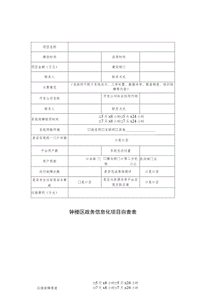 钟楼区政务信息化项目自查表.docx