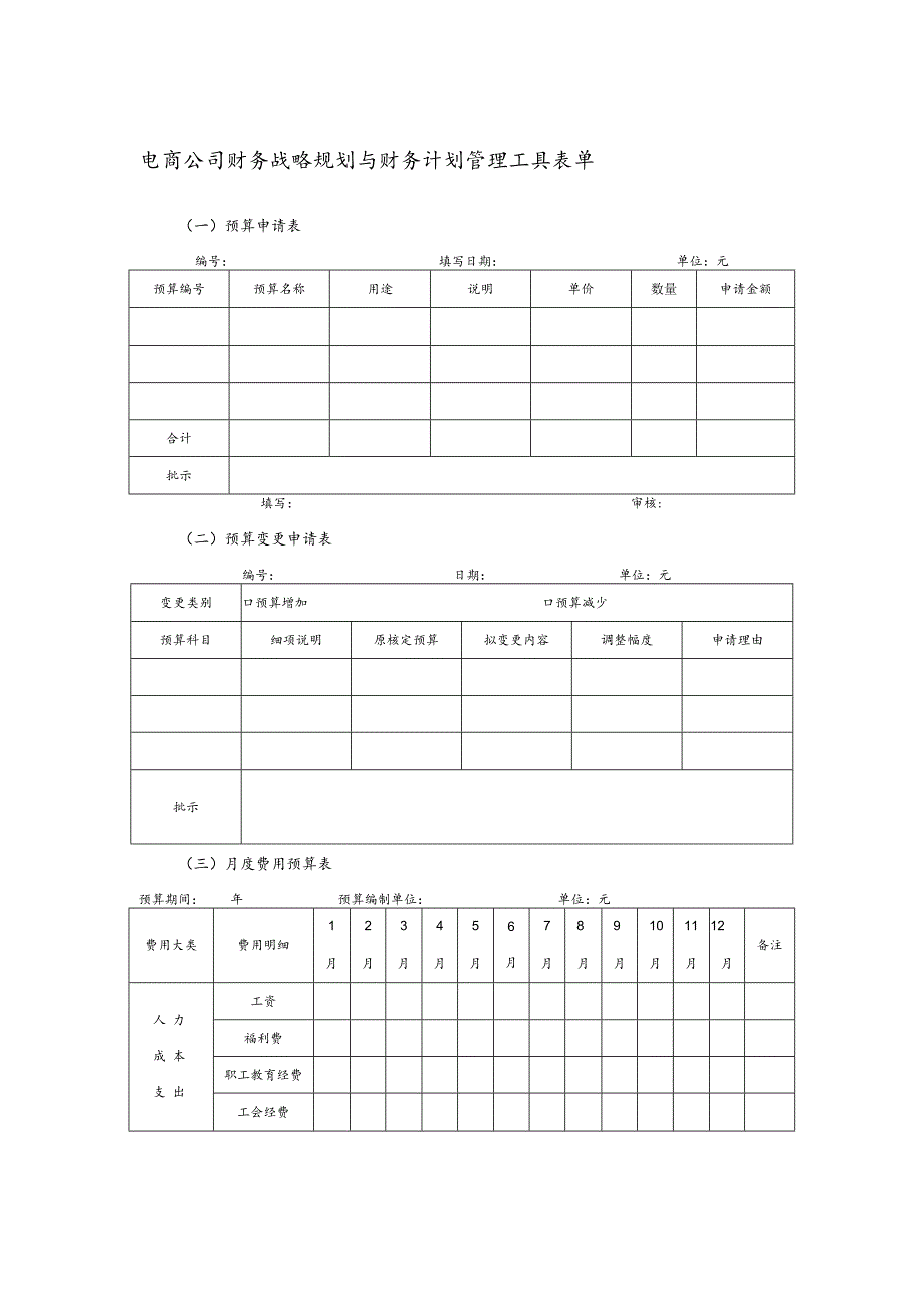 电商公司财务战略规划与财务计划管理工具表单.docx_第1页