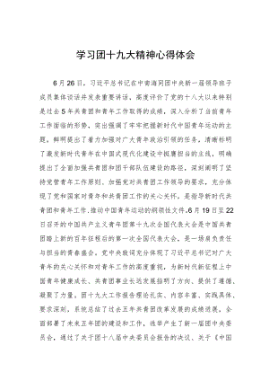 学习宣传贯彻团十九大精神心得体会七篇.docx