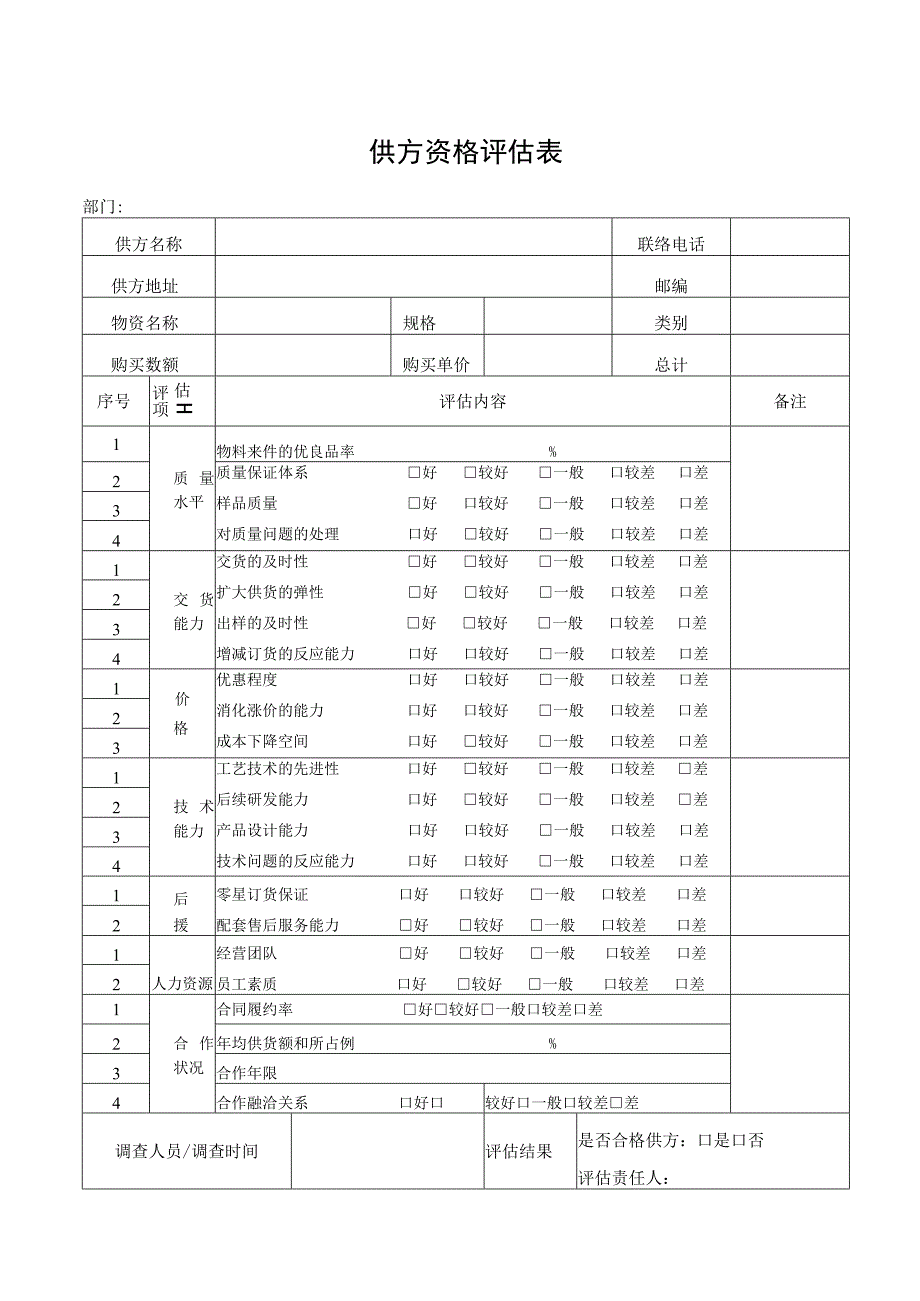 供方资格评估表.docx_第1页