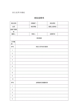 岗位说明书模板（范本2个）.docx