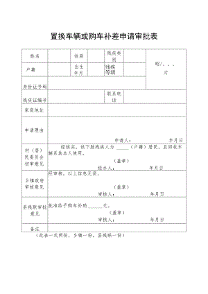 置换车辆或购车补差申请审批表.docx