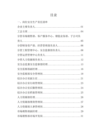 燃气有限责任公司岗位安全生产责任清单汇编.docx