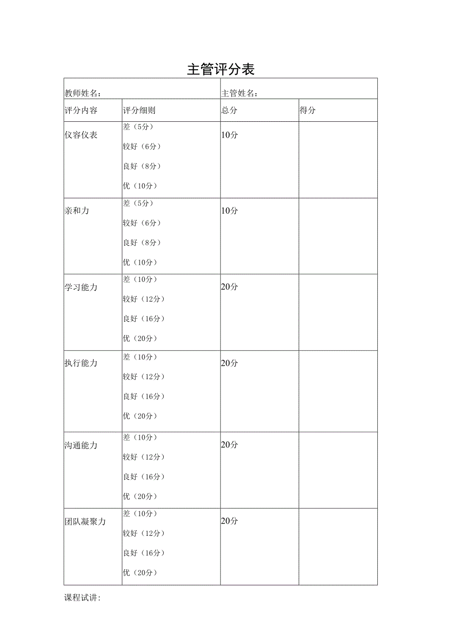 主管评分表（标准模版）.docx_第1页