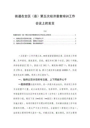 街道在全区（县）第五次经济普查培训工作会议上的发言.docx