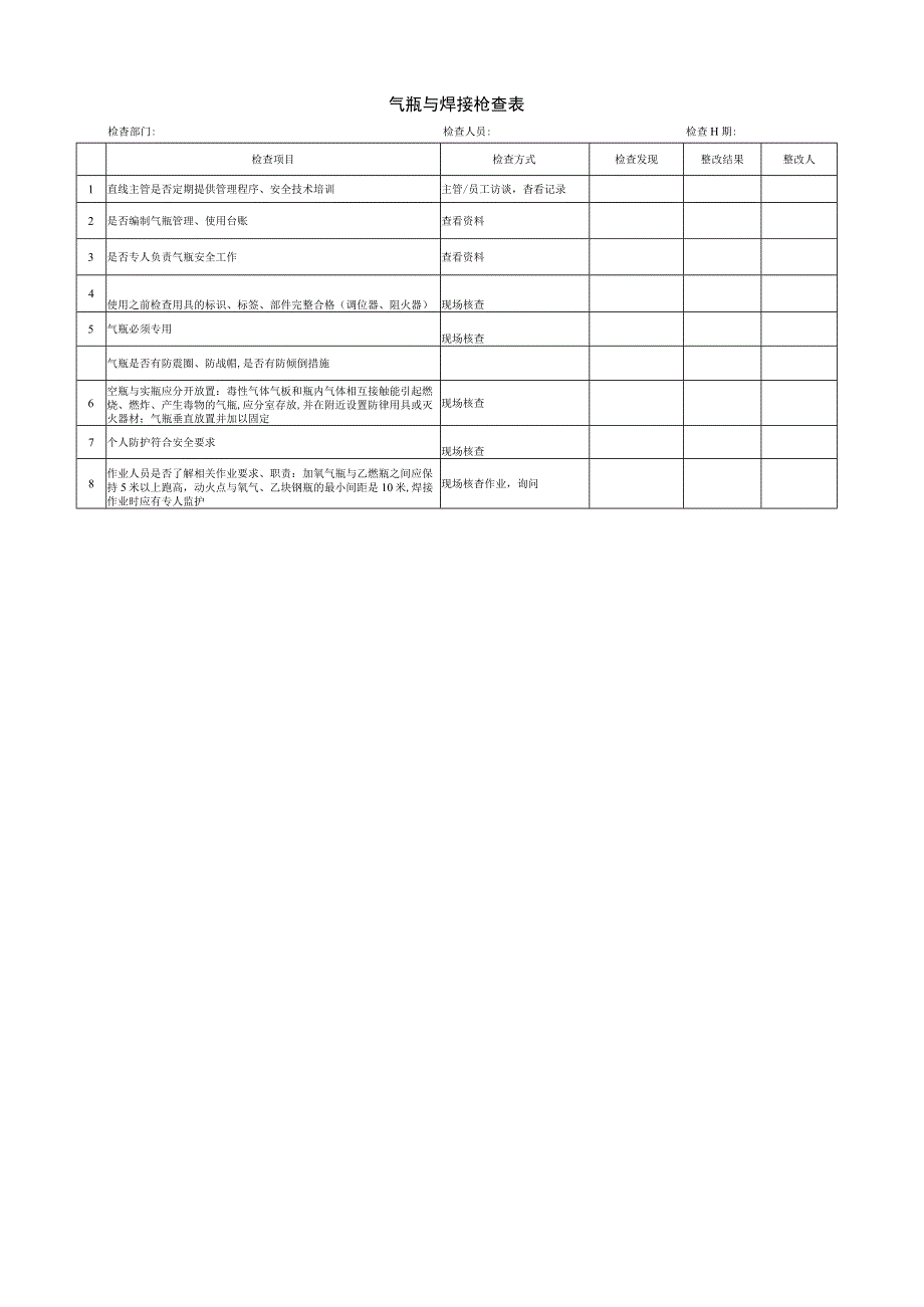 气瓶与焊接检查表.docx_第1页