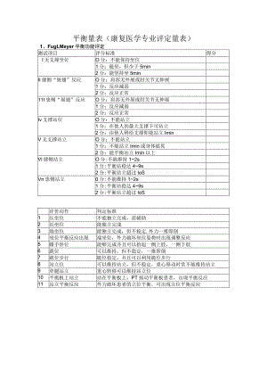 平衡量表(康复医学专业评定量表).docx