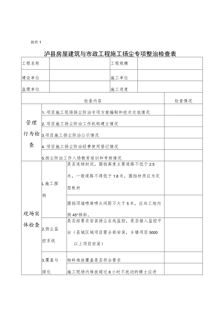 （附件1）泸县房屋建筑与市政工程扬尘防治检查表2023.docx_第1页