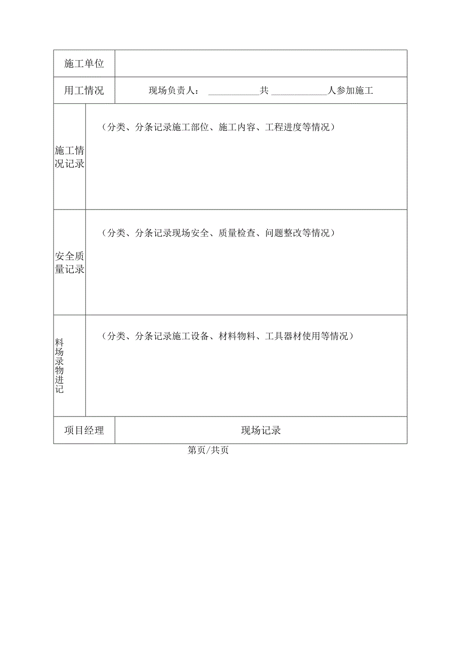 工程施工日志记录表（含内页）.docx_第2页