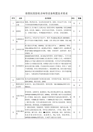 继教院投影机音响等设备购置技术要求.docx