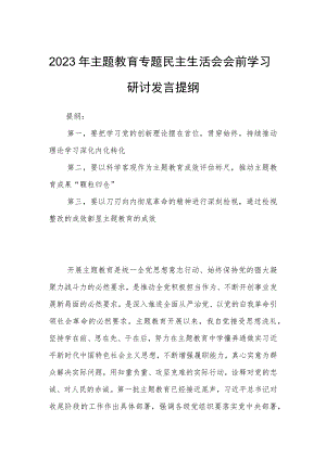 2023年主题教育专题民主生活会会前学习研讨发言提纲.docx