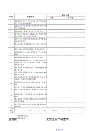 建筑施工安全生产检查表.docx