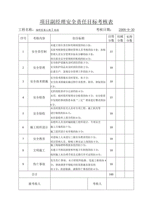 项目副经理安全责任目标考核表范文.docx