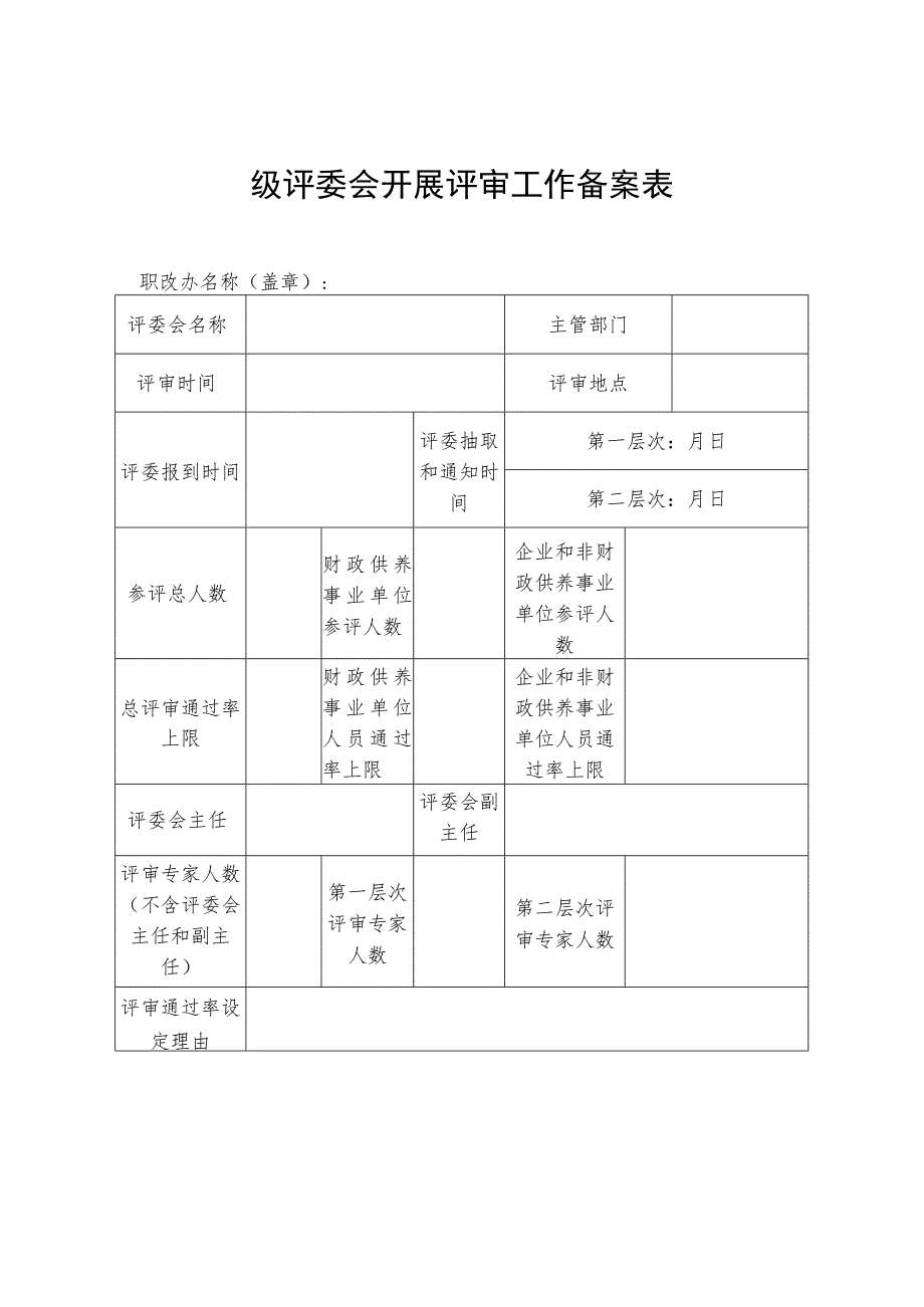 级评委会开展评审工作备案表.docx_第1页