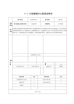 人力行政中心部门职责书.docx