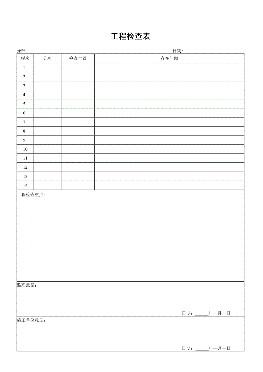 工程检查表（标准模版）.docx_第1页