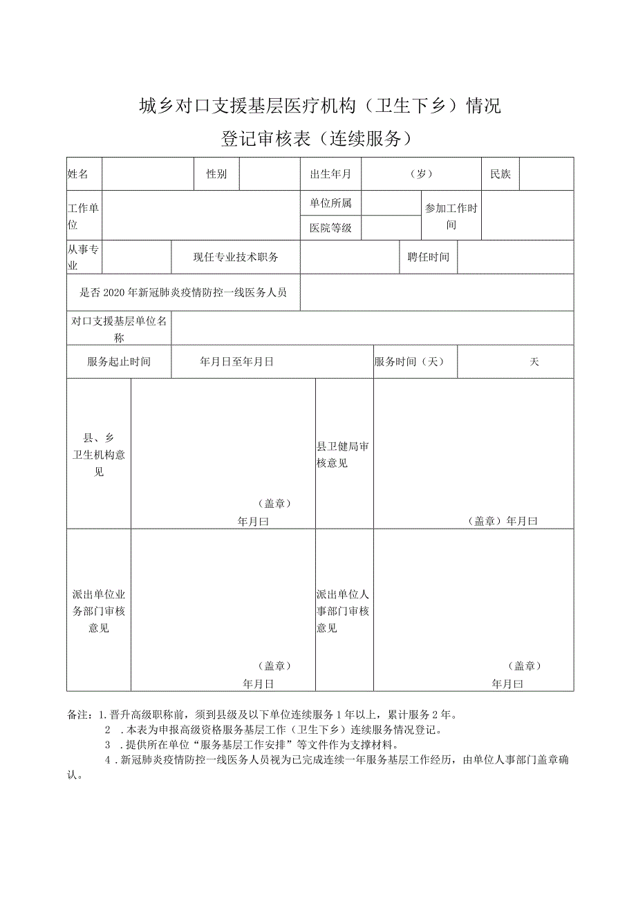 城乡对口支援基层医疗机构（卫生下乡）情况登记审核表.docx_第1页