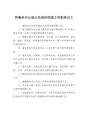 阿鲁科尔沁旗公共场所控烟工作职责分工.docx