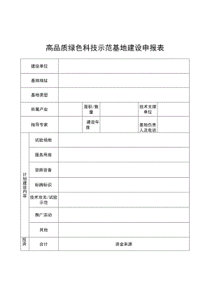 高品质绿色科技示范基地建设申报表.docx