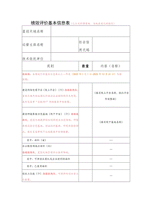 绩效评价基本信息表已认定的国家级、省级星创天地填写.docx