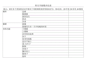 骨关节指数评估表.docx