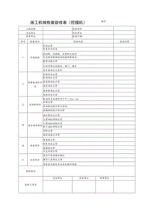 施工机具检查验收表（挖掘机）范文.docx