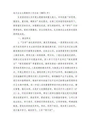 国企电力企业主题教育工作总结.docx