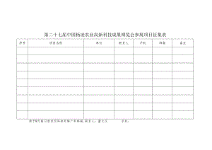 第二十七届中国杨凌农业高新科技成果博览会参展项目征集表.docx