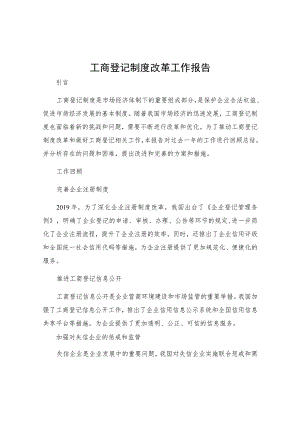 工商登记制度改革工作报告.docx