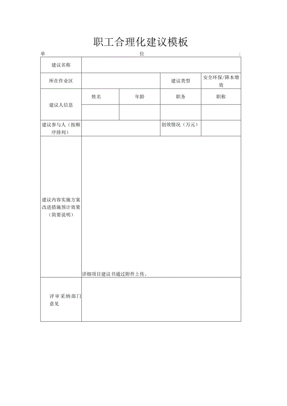 XX公司职工合理化建议模板.docx_第1页