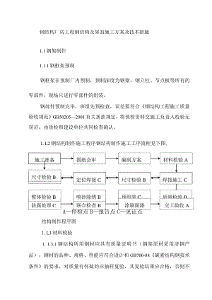 钢结构厂房工程钢结构及屋面施工方案及技术措施.docx