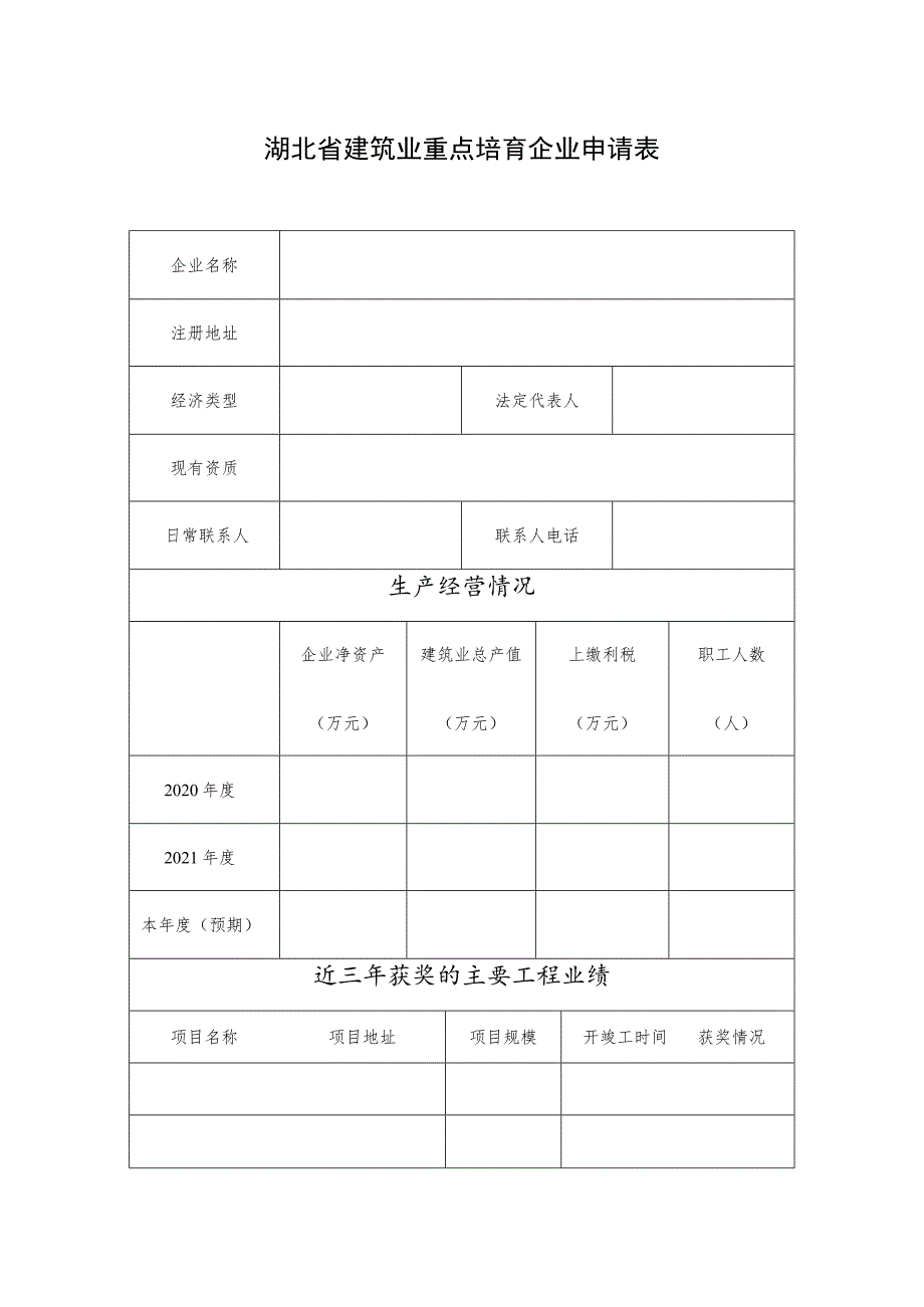 湖北省建筑业重点培育企业申请表.docx_第1页