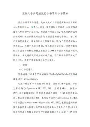 宠物人兽共患病流行性感冒的诊治要点.docx