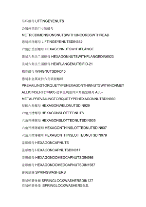 螺栓螺母紧固件产业中英文对照.docx