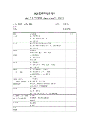 康复医学科-ADL改良巴氏指数（Barthel Index）评定表.docx