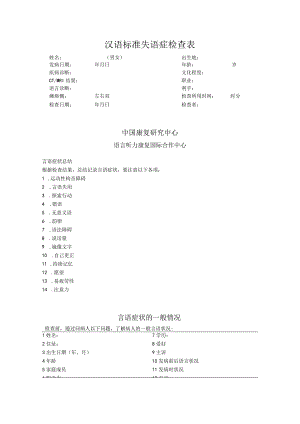 康复医学科-中康失语症检查法.docx